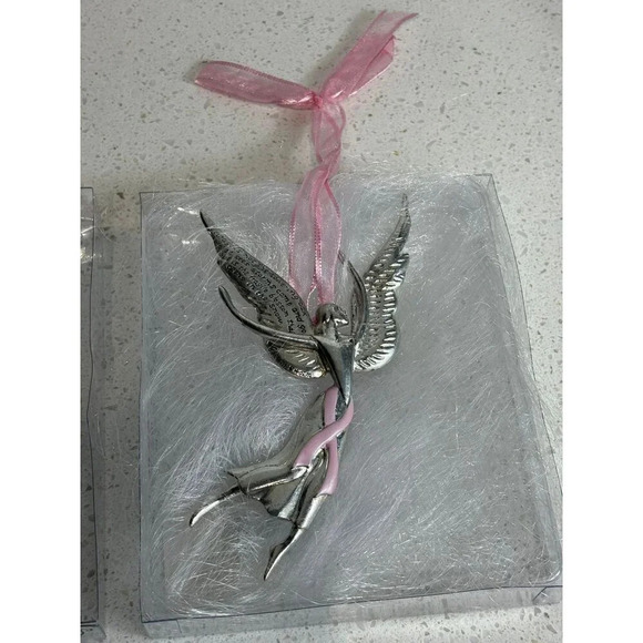 Serenity by Seasons of Cannon Falls Angel Holding Pink Ribbon Ornament Size 6x3 - Picture 1 of 9
